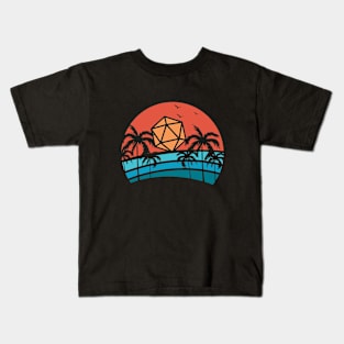 Polyhedral D20 Dice Sunset Tabletop RPG Kids T-Shirt